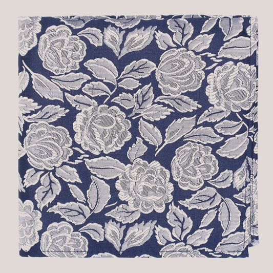Wedding Rose Tie - Ivory on Navy 8010/6