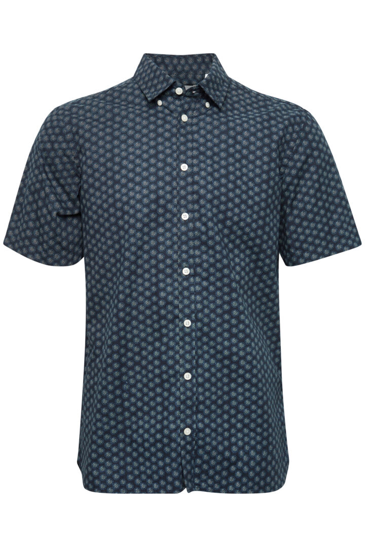 Dark Navy Pattern Short Sleeve Shirt
