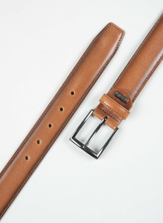 IBEX - 35mm Stitched Edge Leather Belt - Tan