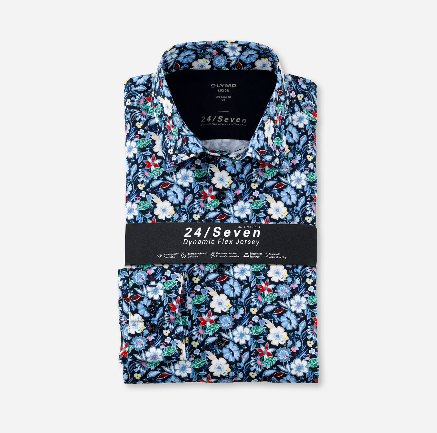 24/7 Jersey Stretch Long Sleeve Shirt - Navy Floral