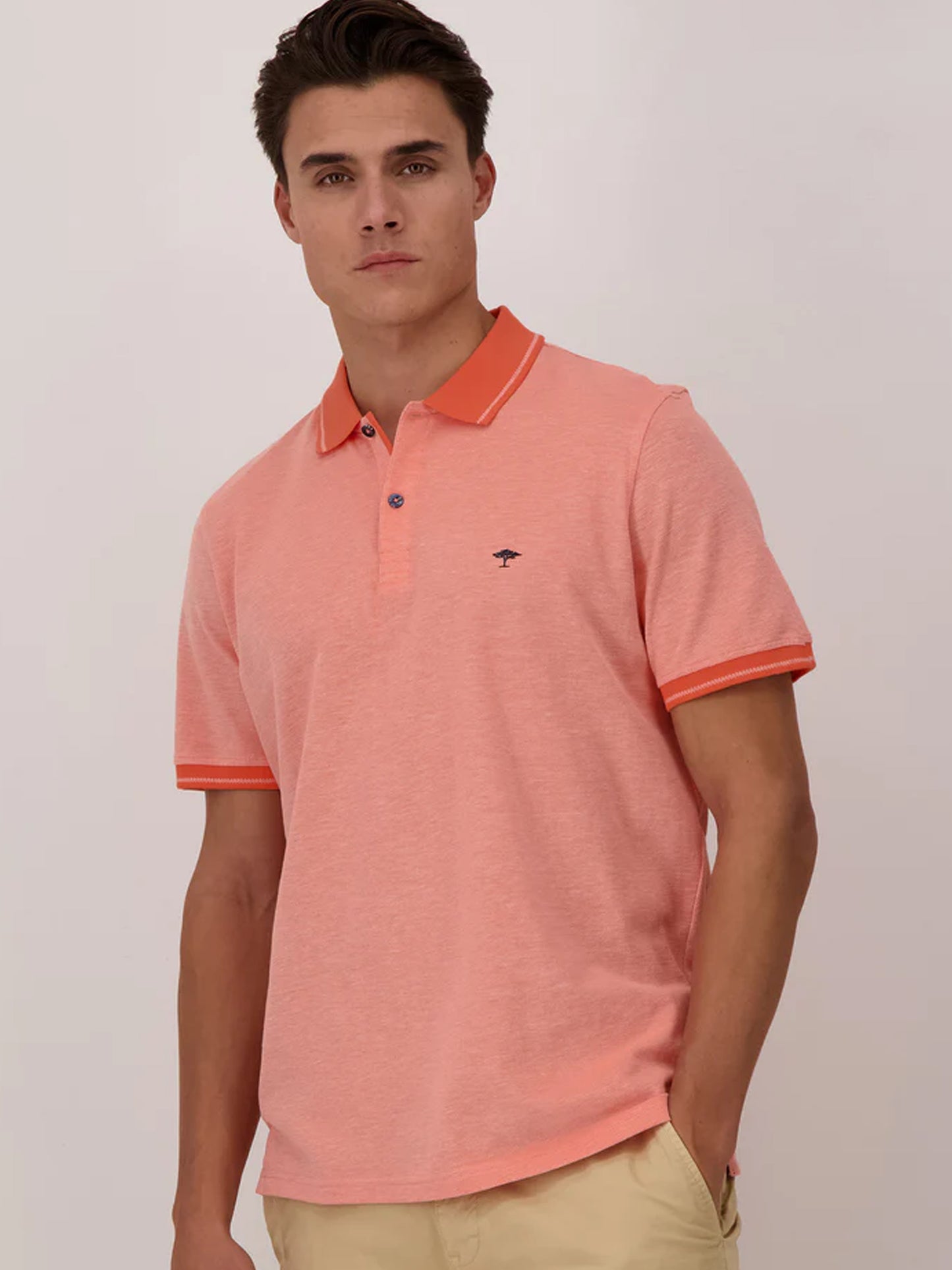 Sustainable-Cotton Two-Tone Polo - Tangerine