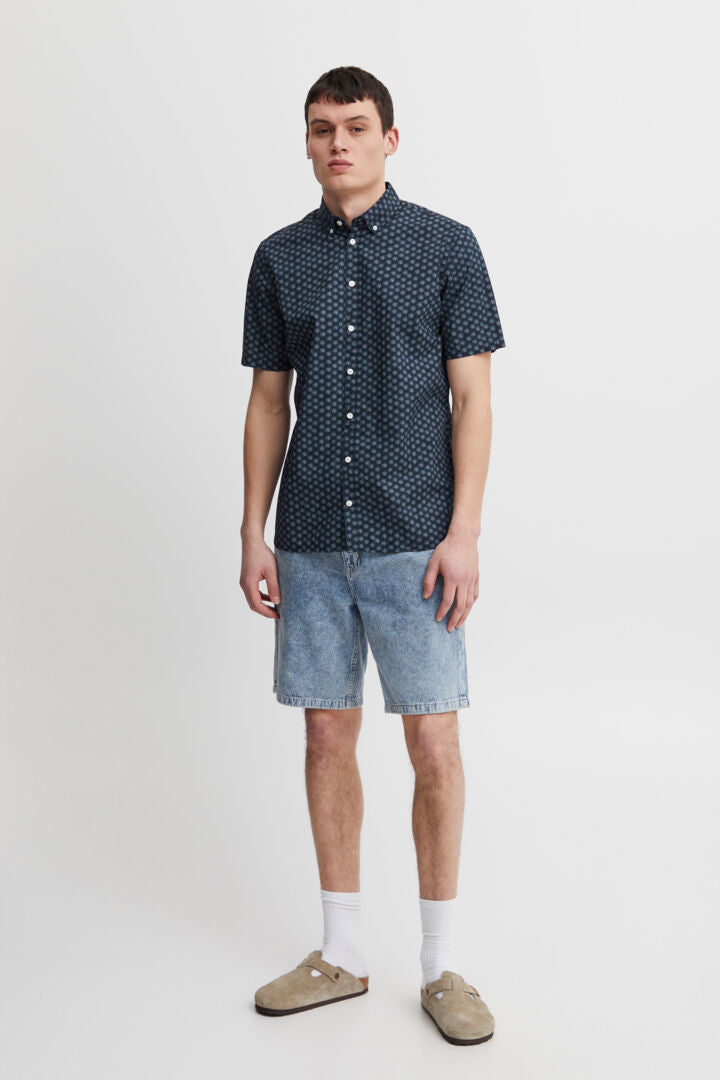 Dark Navy Pattern Short Sleeve Shirt