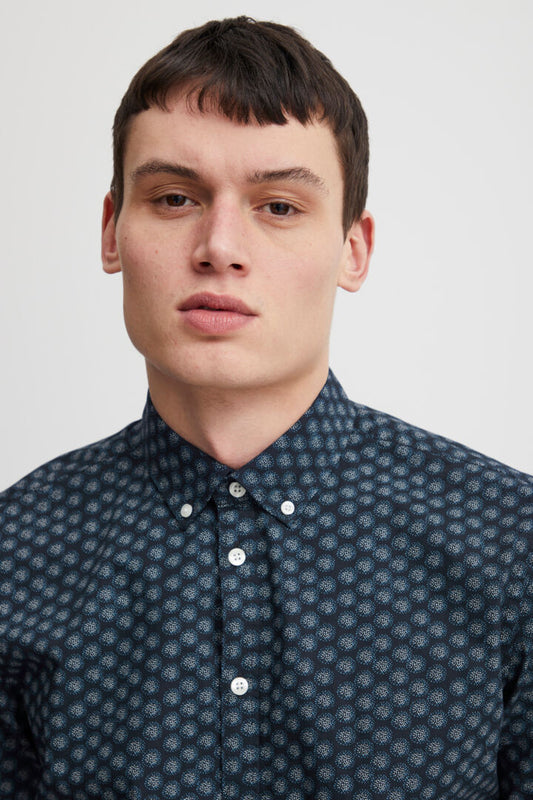 Dark Navy Pattern Short Sleeve Shirt