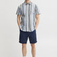 Striped Cotton Short Sleeve Shirt - Blue