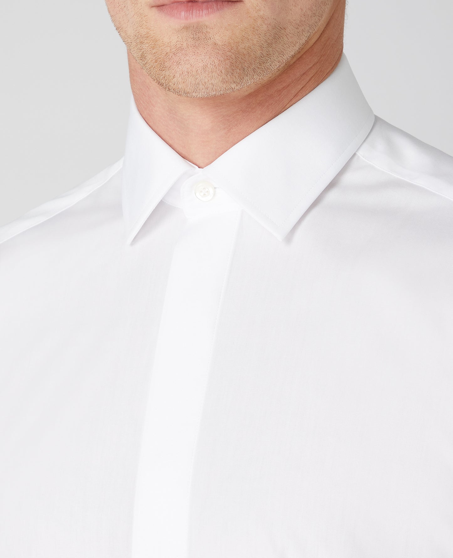 Tapered Fit Double Cuff Shirt - White