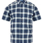 Cotton-Rich Button-Down Short-Sleeve Shirt - Navy / Tan Check