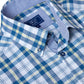 Cotton-Rich Button-Down Short-Sleeve Shirt - White / Blue Check
