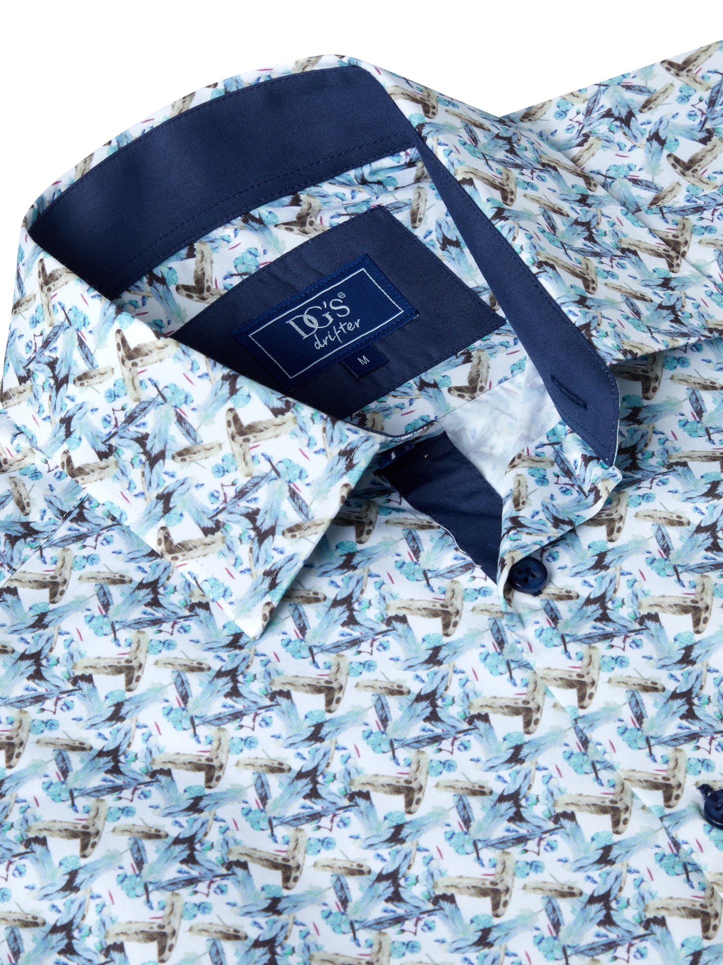 Cotton-Blend Short-Sleeve Shirt - Sea Green Pattern