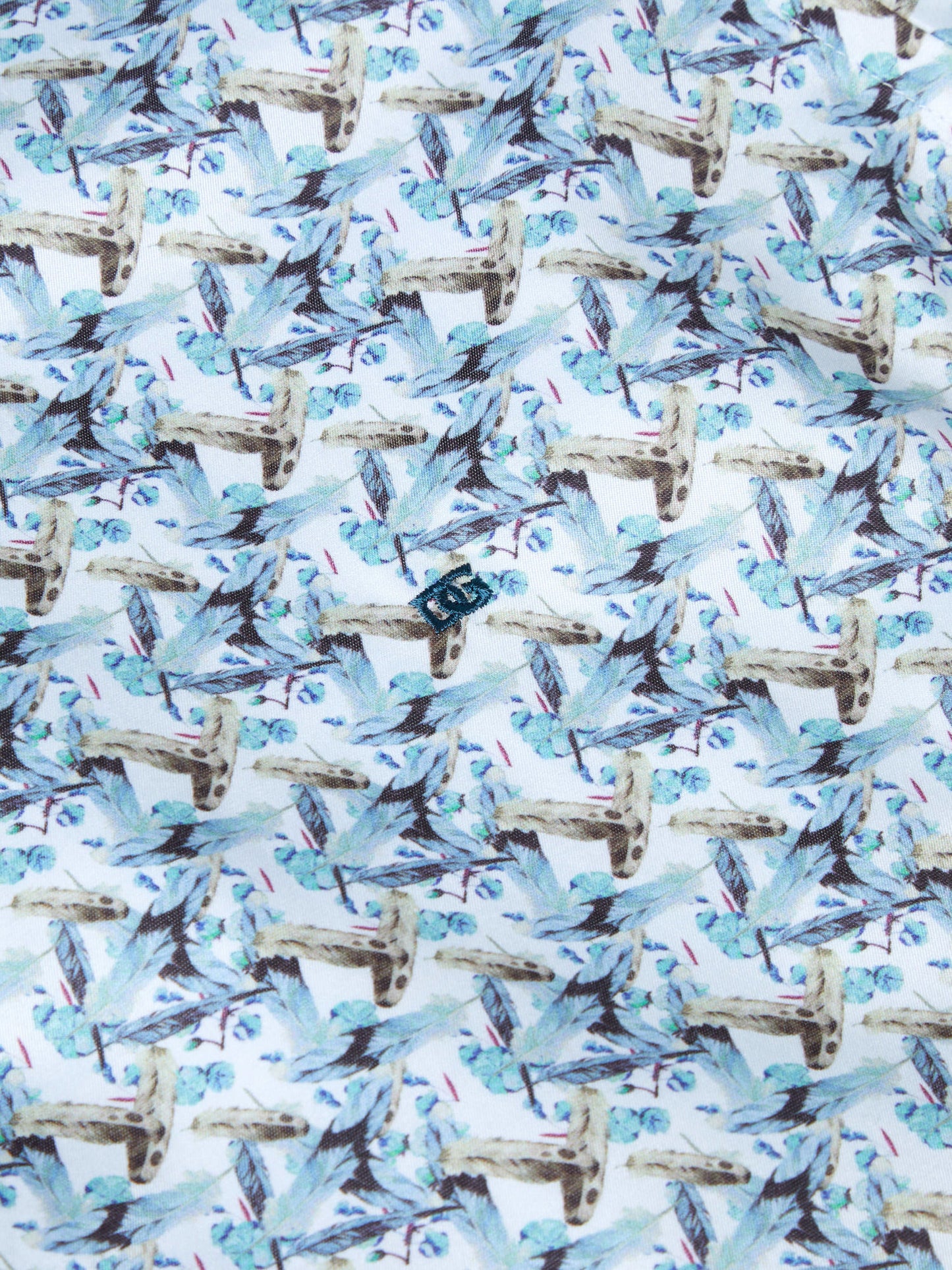 Cotton-Blend Short-Sleeve Shirt - Sea Green Pattern
