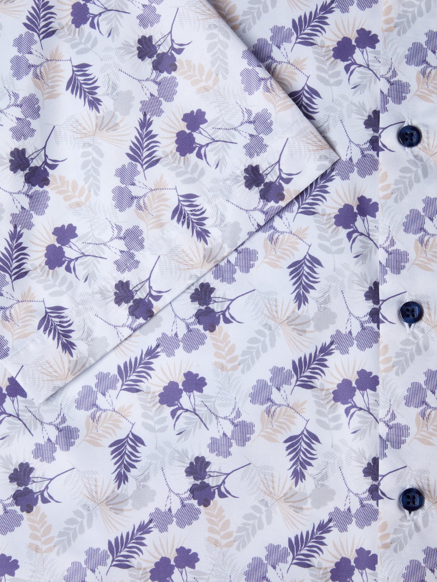 Pure-Cotton Short-Sleeve Shirt - White Leaf