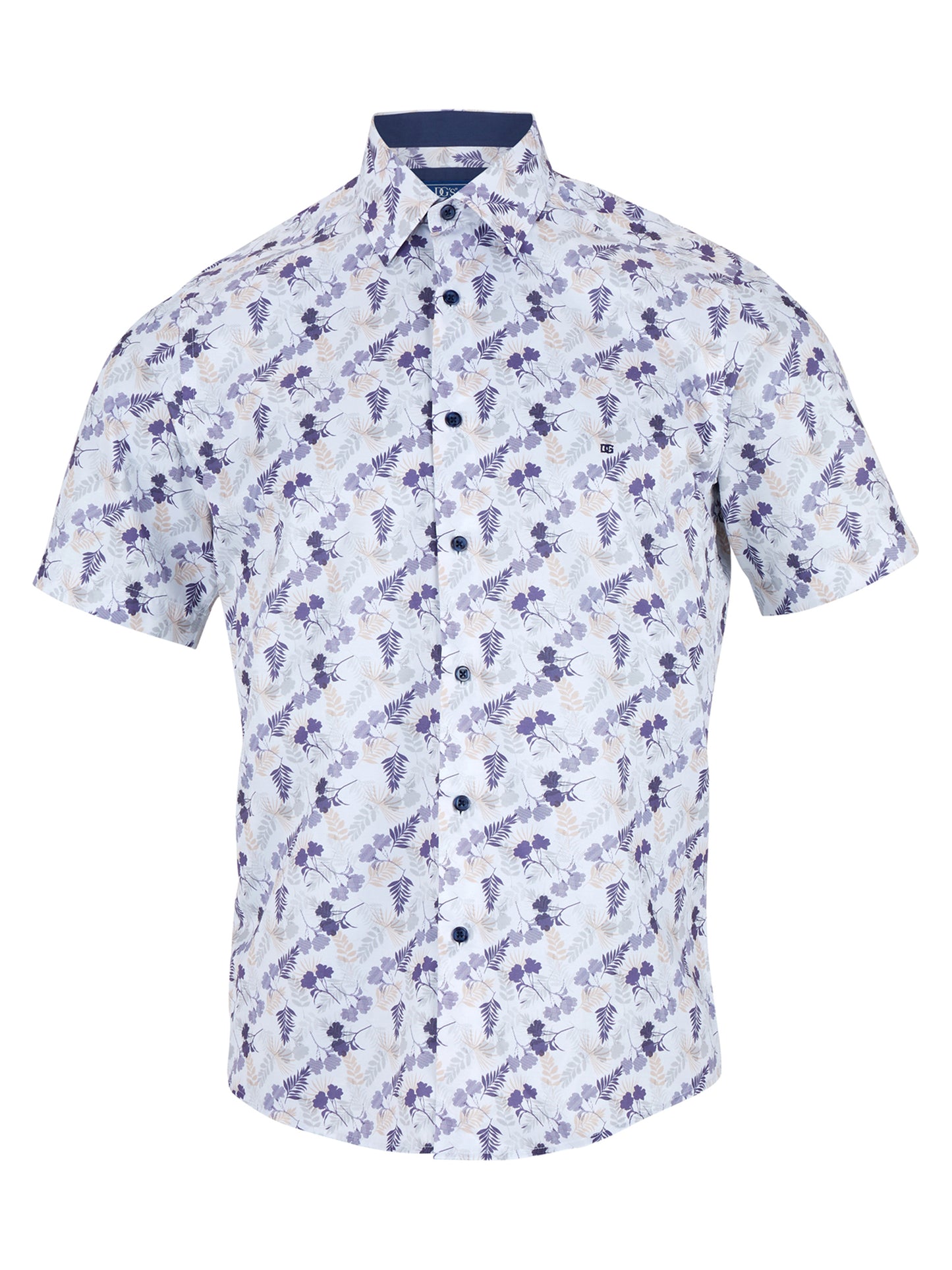 Pure-Cotton Short-Sleeve Shirt - White Leaf