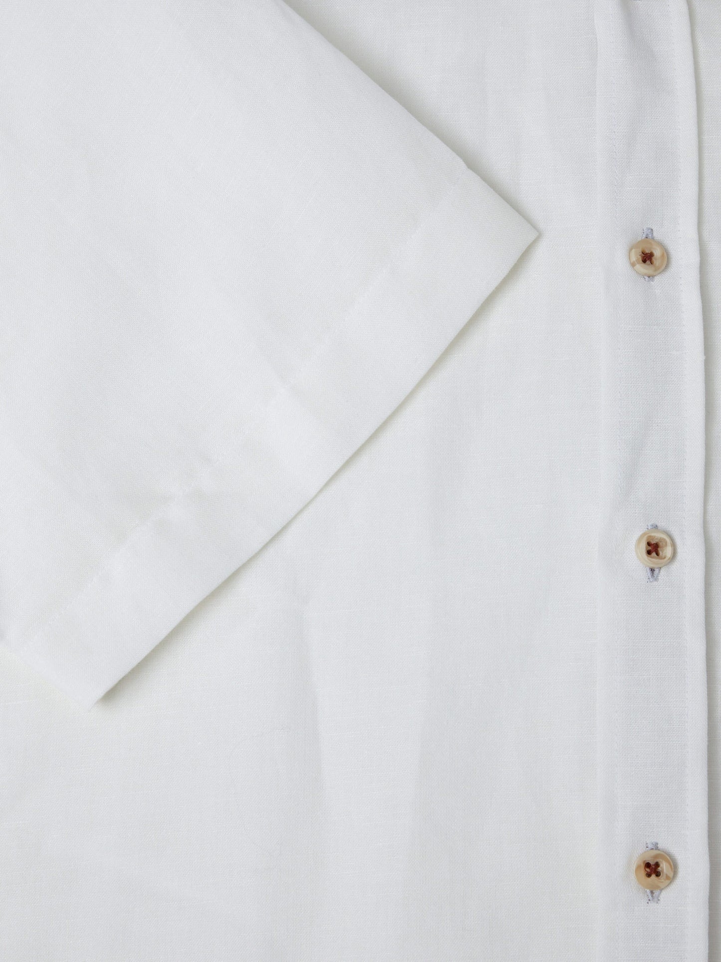 Cotton-Rich Button Down Short-Sleeve Shirt - White