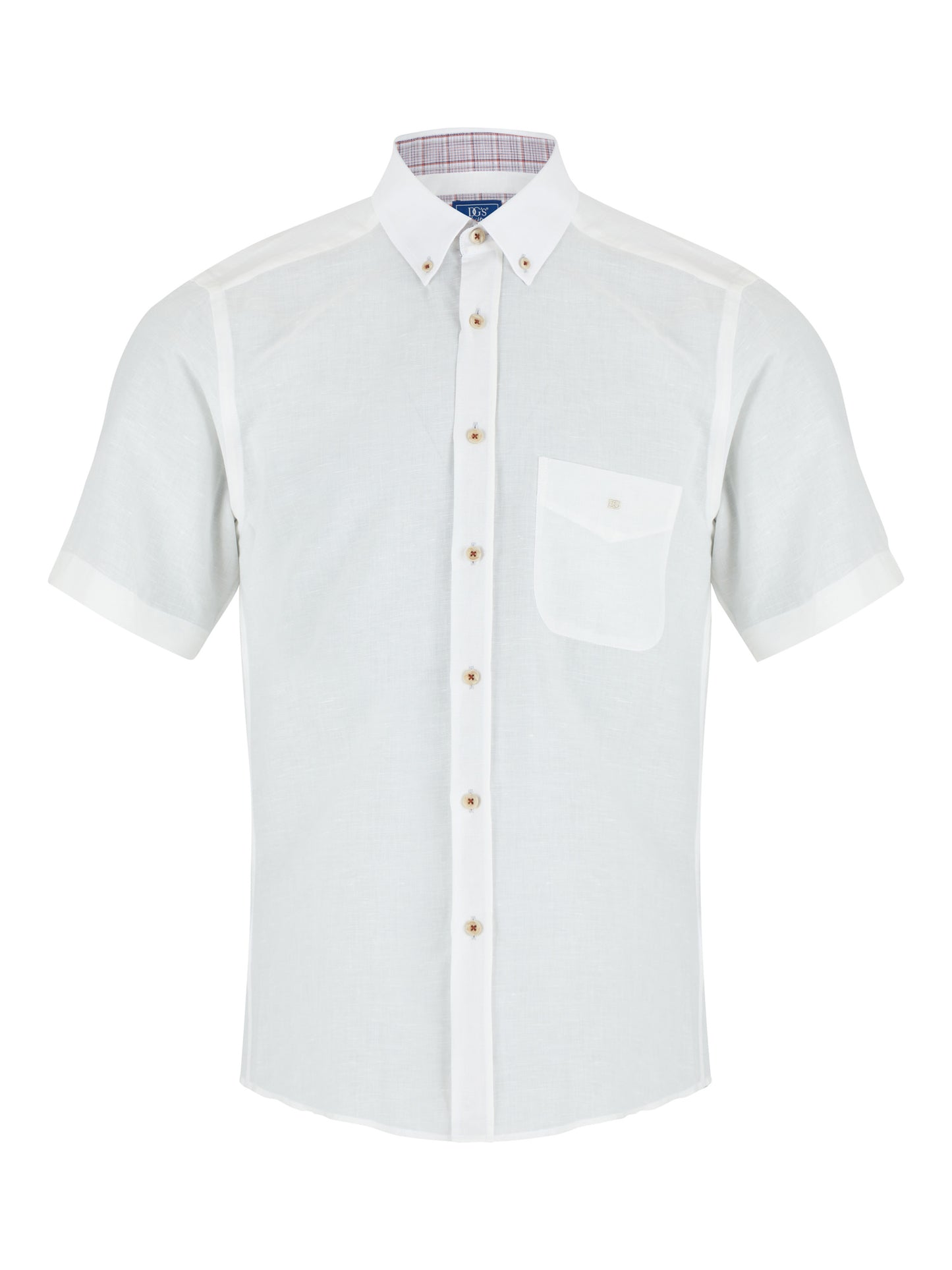 Cotton-Rich Button Down Short-Sleeve Shirt - White