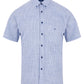 Pure Cotton Button-Down Short-Sleeve Shirt - Blue Stripe