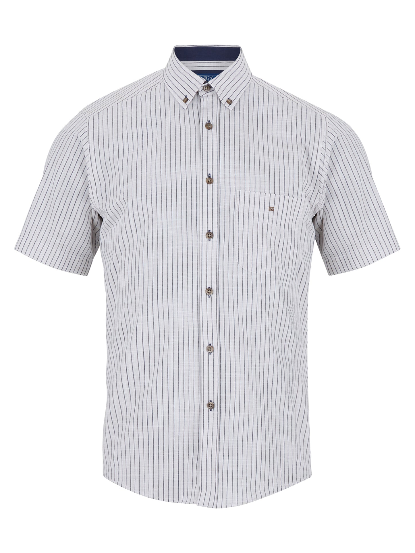 Pure Cotton Button-Down Short-Sleeve Shirt - Stone Stripe