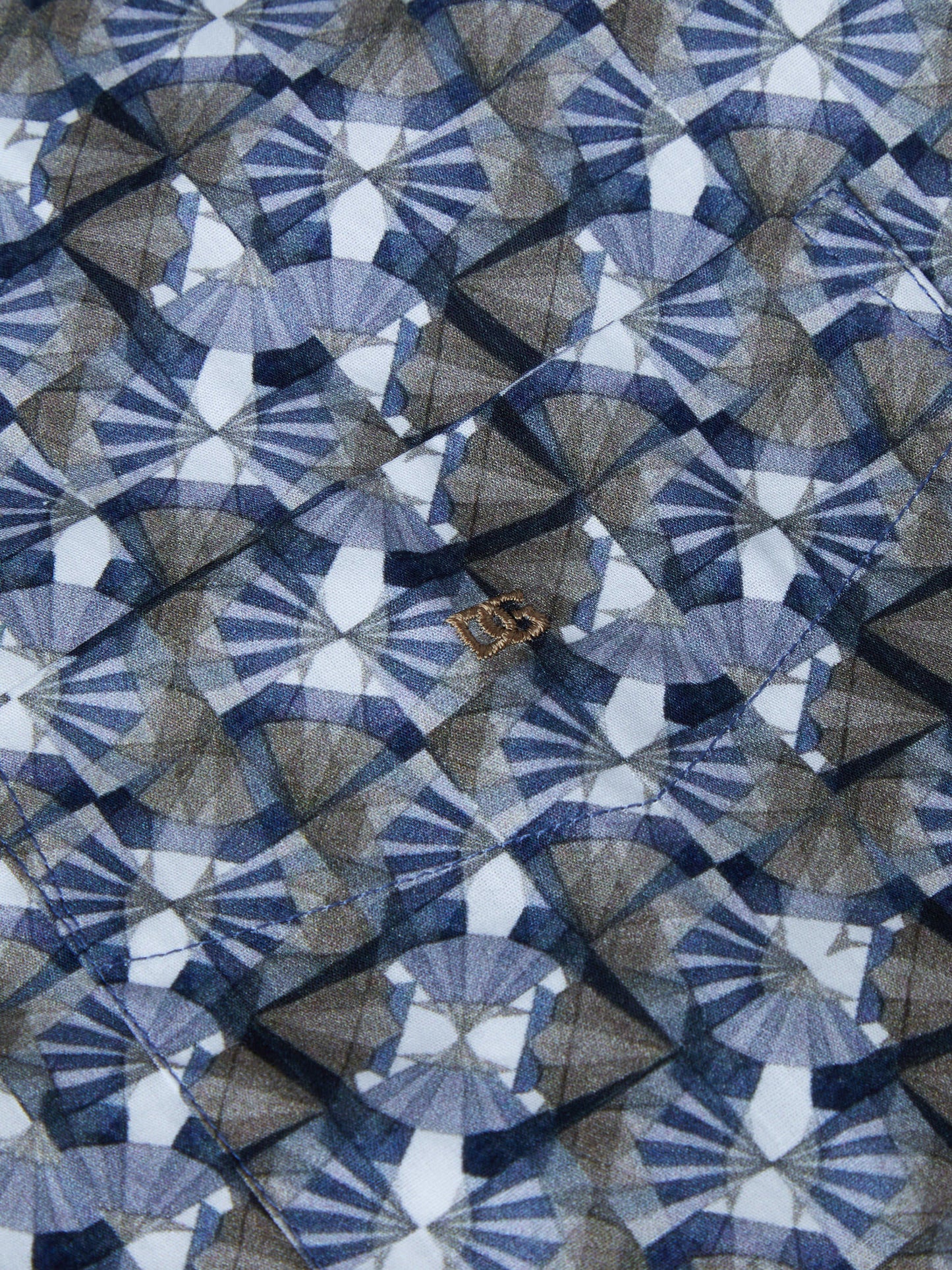 Pure-Cotton Short-Sleeve Shirt - Navy Pattern
