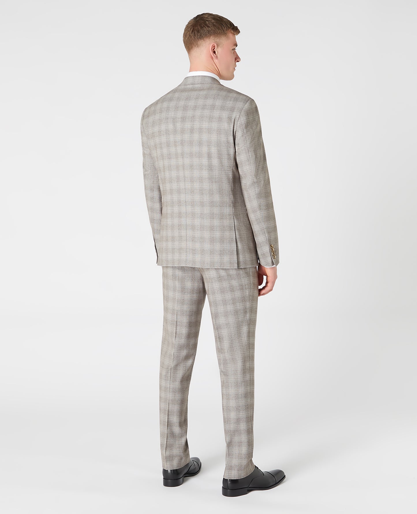 X-Slim Fit Stone Overcheck 2-Piece Nested Suit