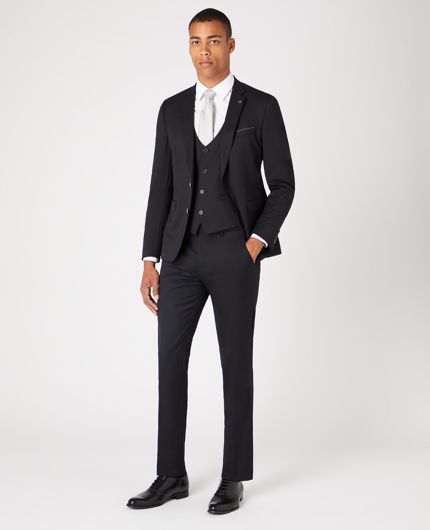 Slim Fit Wool-Rich Suit Waistcoat - Black