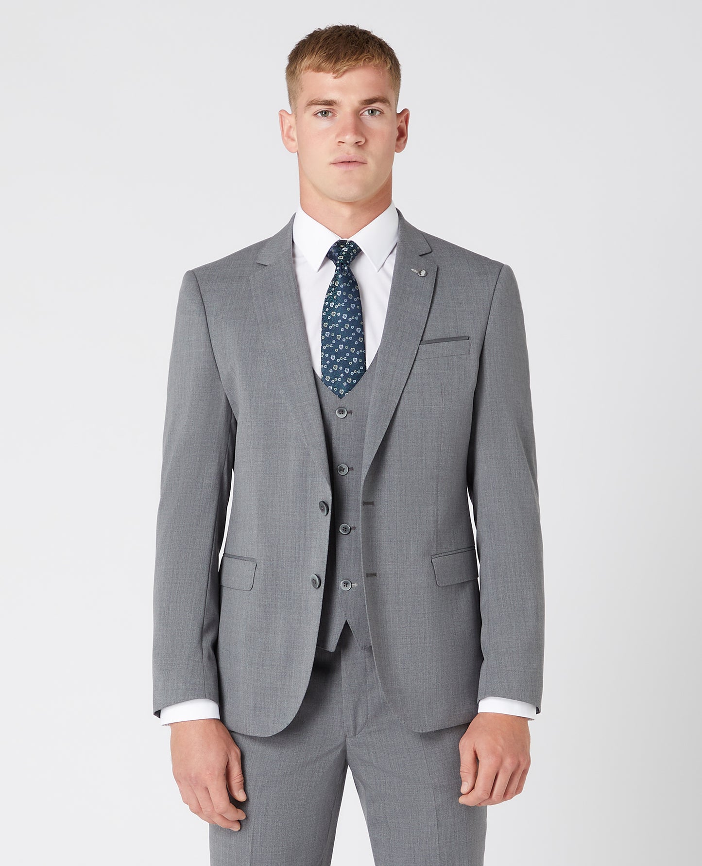 Slim Fit Wool-Rich Suit Jacket - Grey