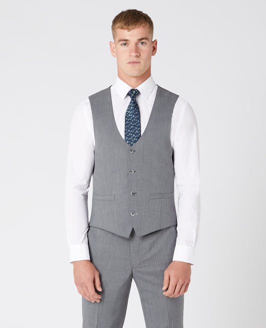 Slim Fit Wool-Rich Suit Waistcoat - Grey