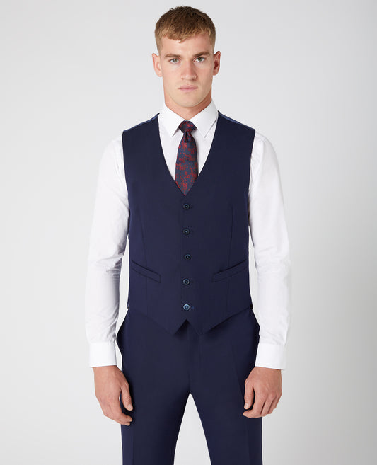 Slim Fit Polyviscose Suit Waistcoat - French Navy