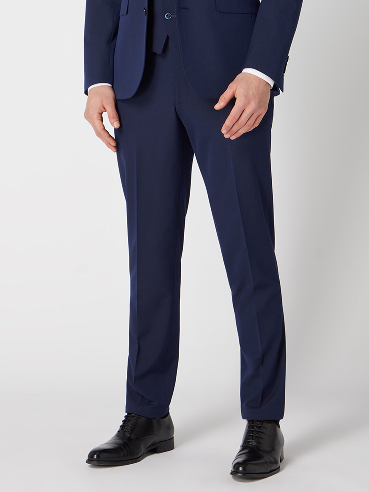 Slim Fit Polyviscose Suit Trousers - French Navy