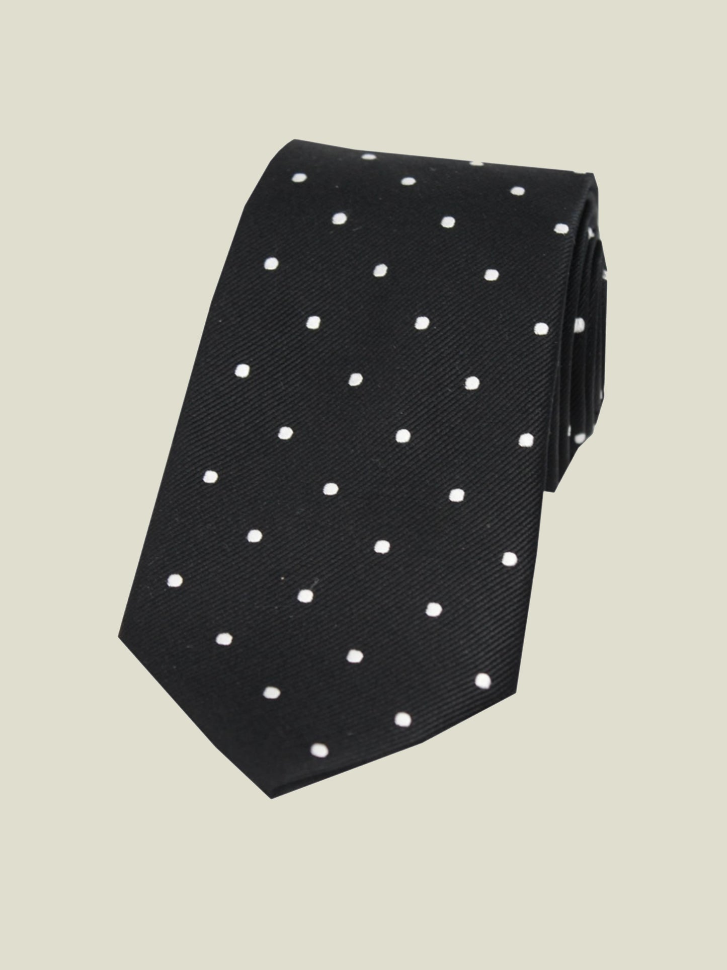 Pure Silk Woven - Black Polka Dot Tie