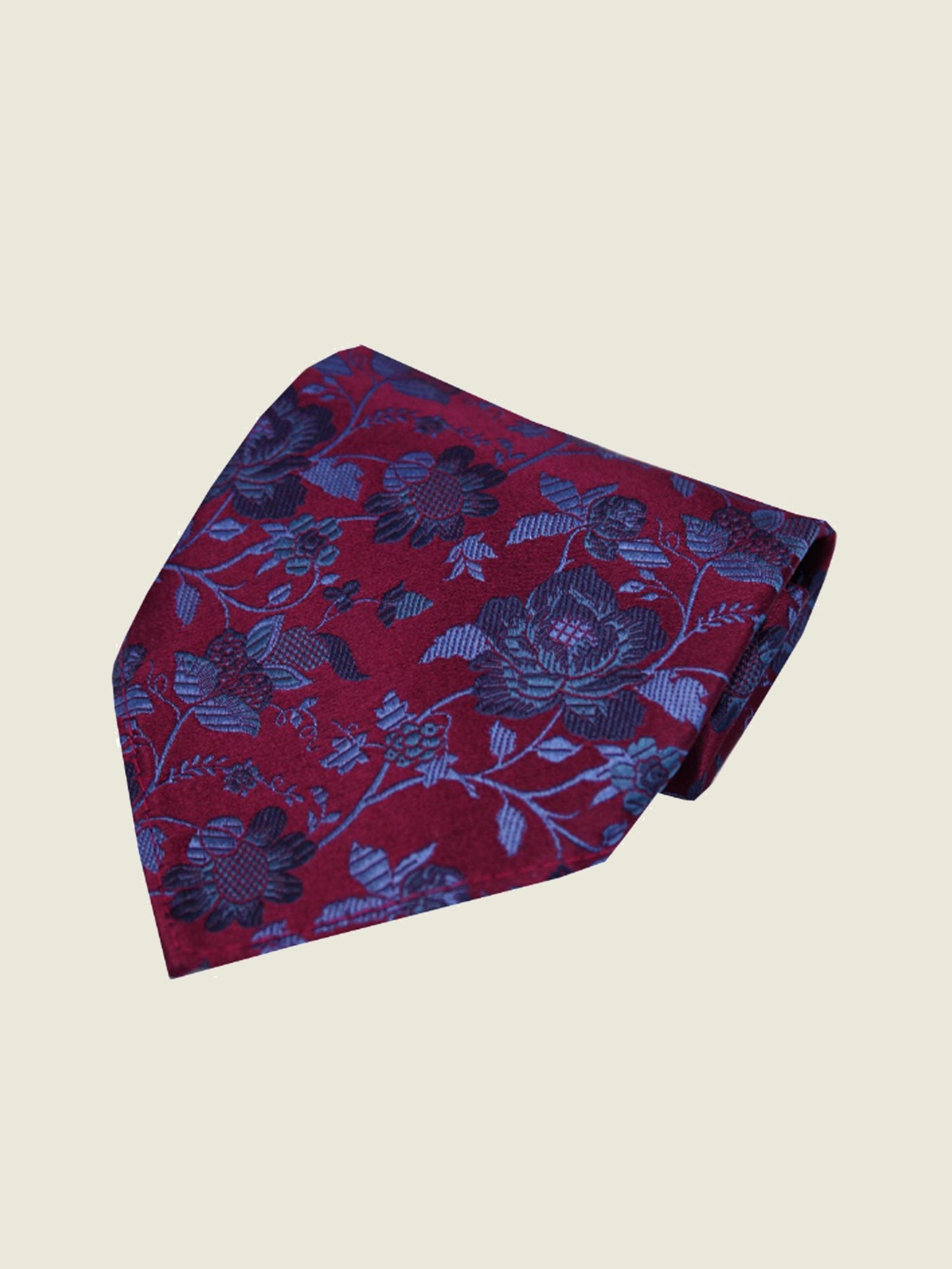 Pure Silk Woven - Burgundy Floral Hankie