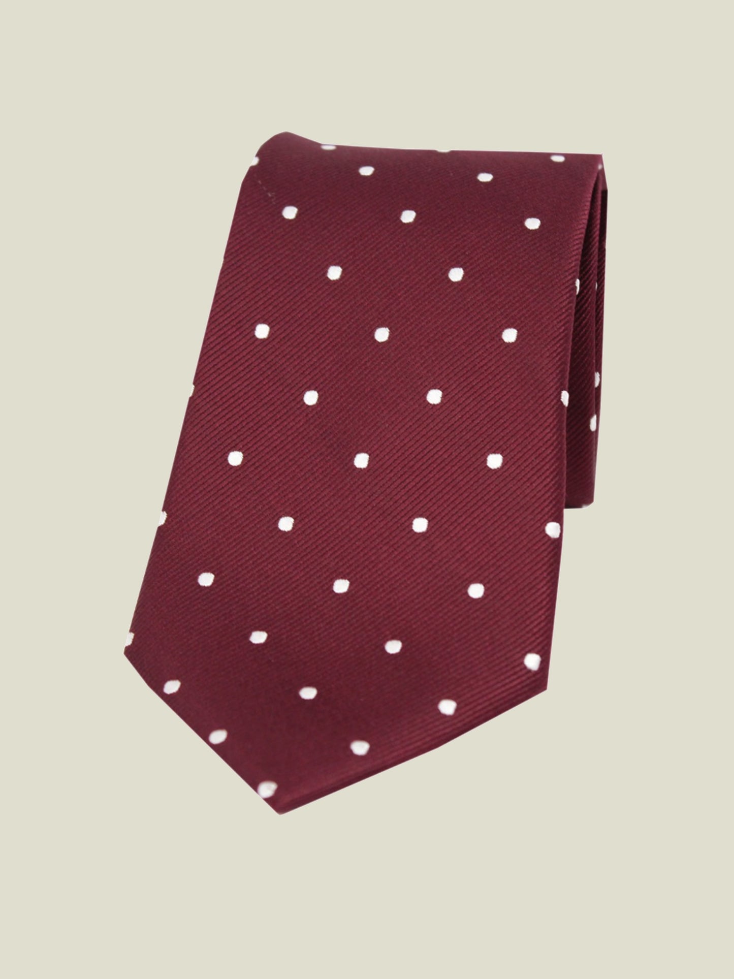 Pure Silk Woven - Burgundy Polka Dot Tie