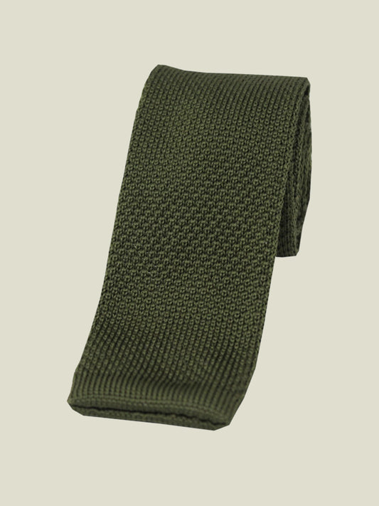 Knitted Tie - Olive Green