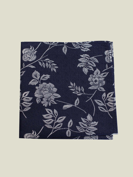 Pure Silk Woven - Navy Floral Hankie
