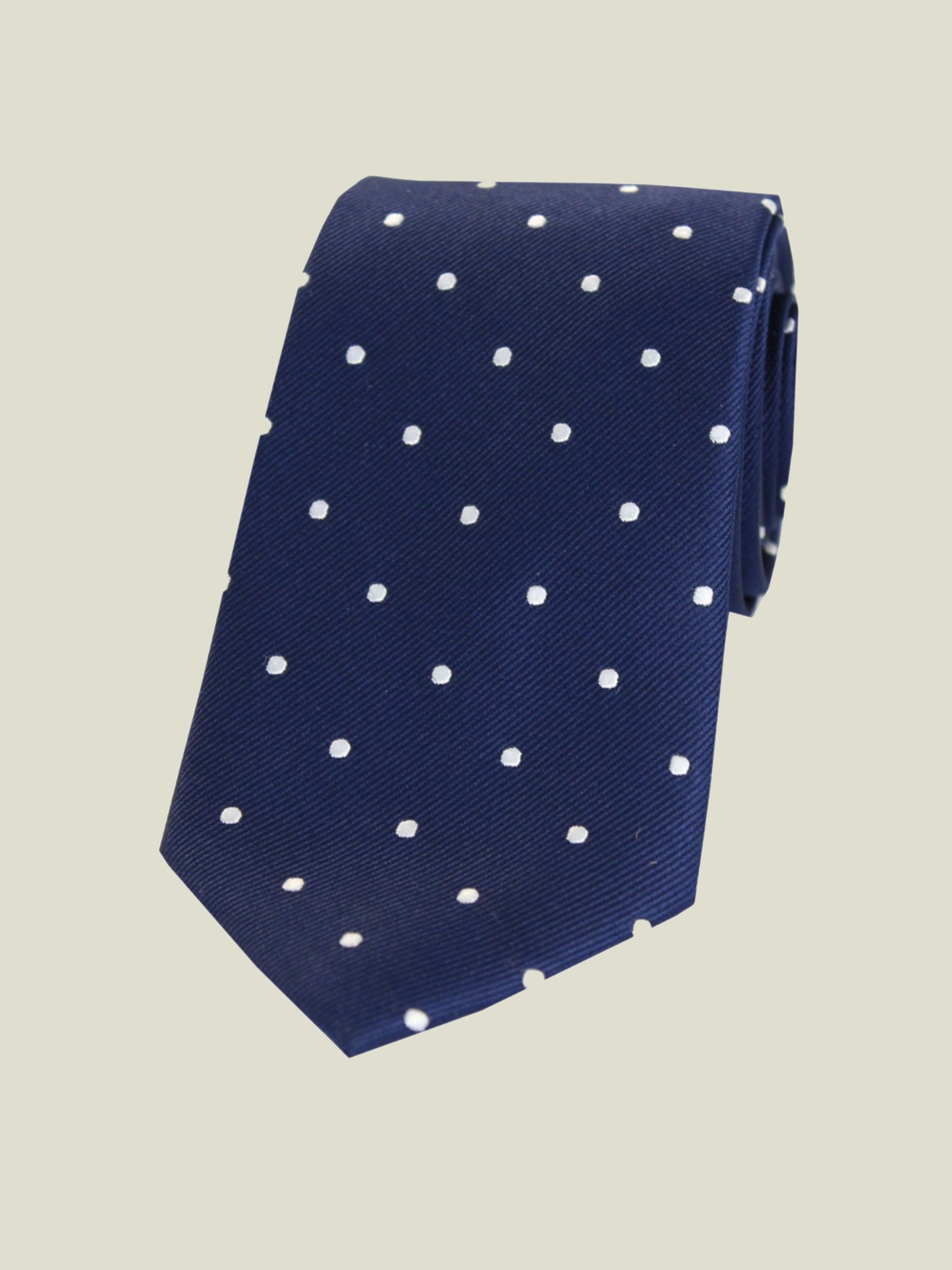 Pure Silk Woven - Navy Polka Dot Tie
