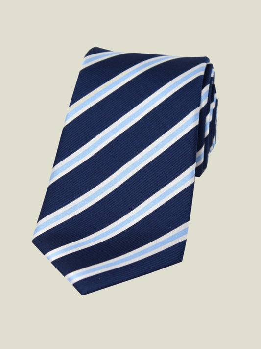 Pure Silk Woven - Navy Stripe Tie
