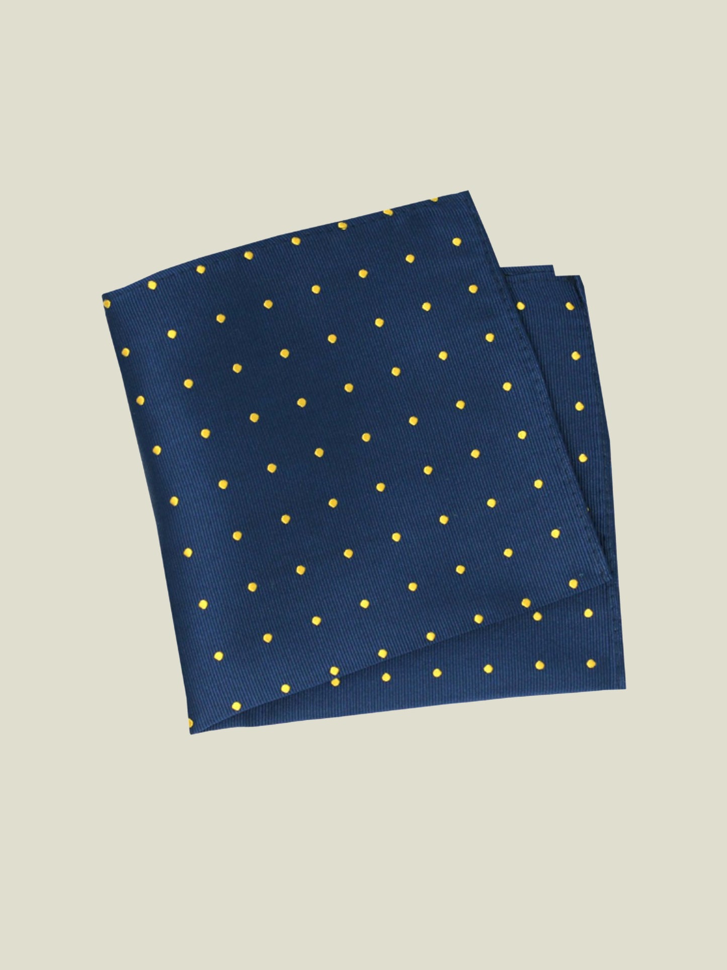 Pure Silk Woven - Navy and Yellow Polka Dot Hankie