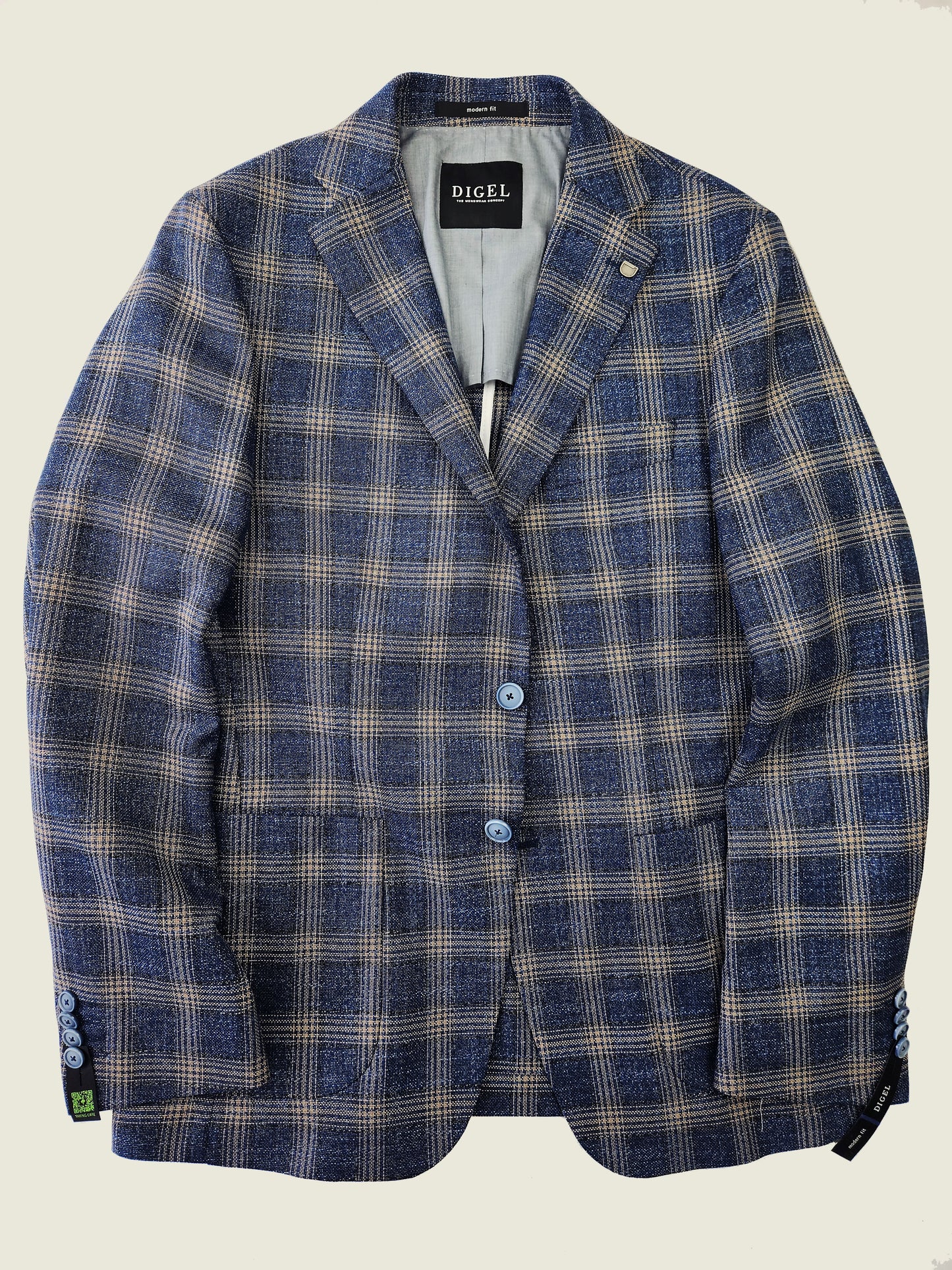 Blue Check Jersey Stretch Jacket