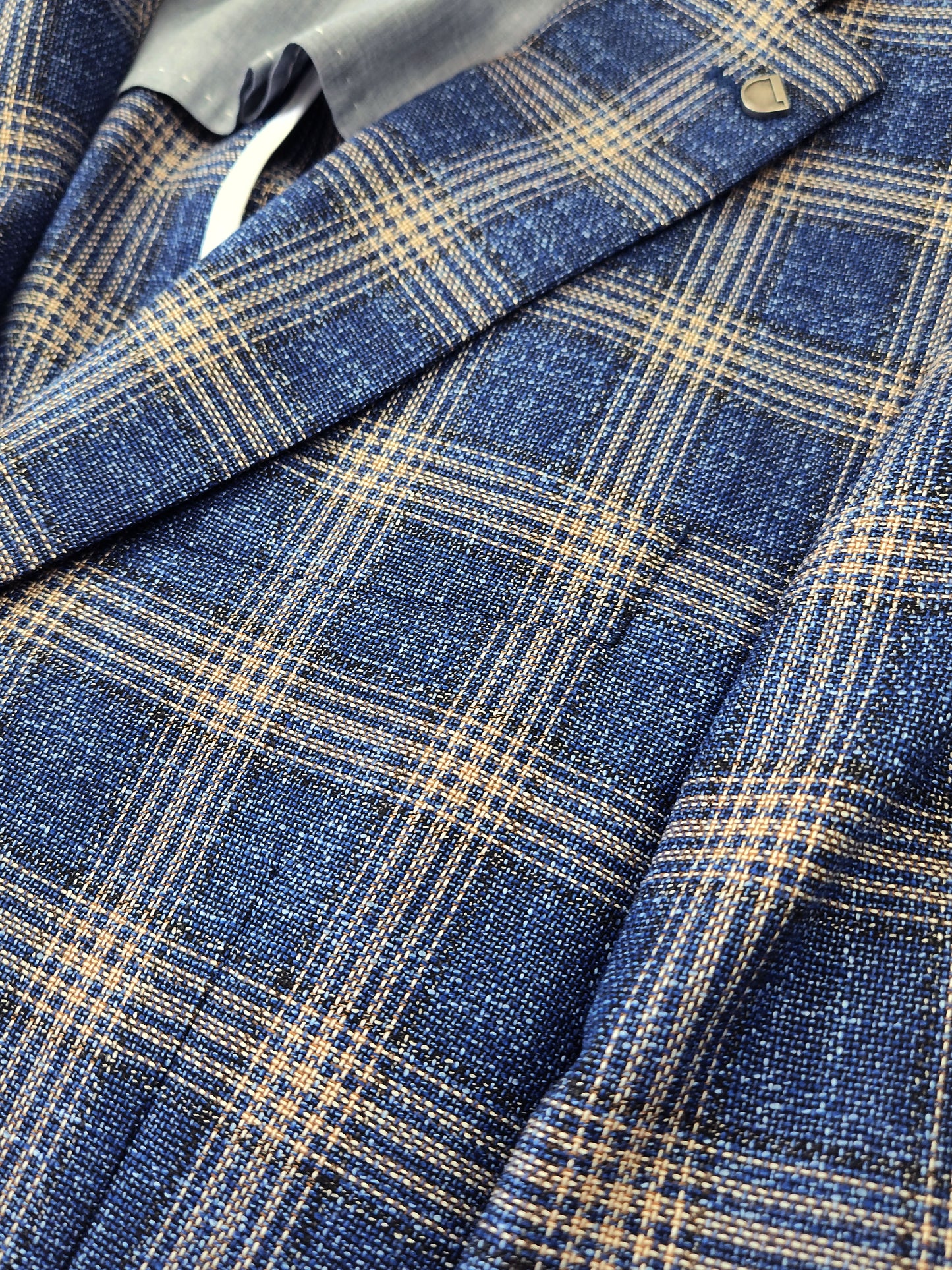 Blue Check Jersey Stretch Jacket