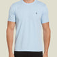 PIN POINT EMBROIDERED LOGO T-SHIRT IN CERULEAN