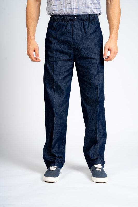 Rugby Elasticated Waist Trouser In Denim Blue