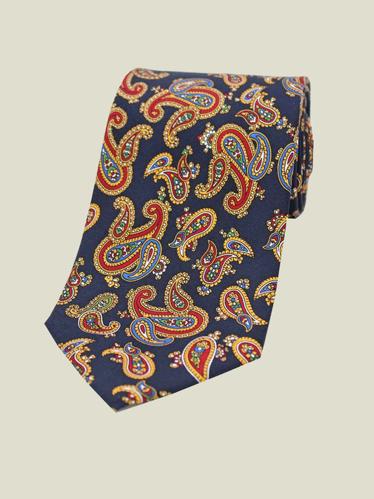Pure Silk  - Navy Vintage Paisley Tie