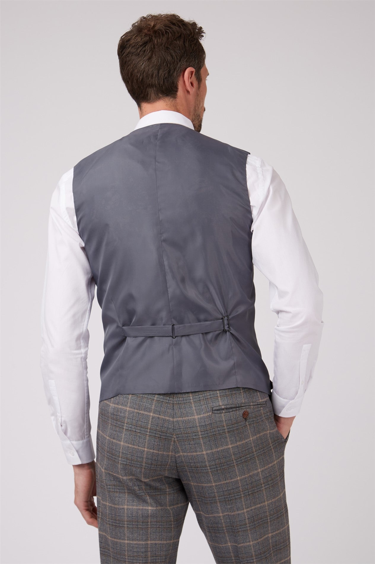 Grey and Tan Over Check from Antique Rogue - Waistcoat