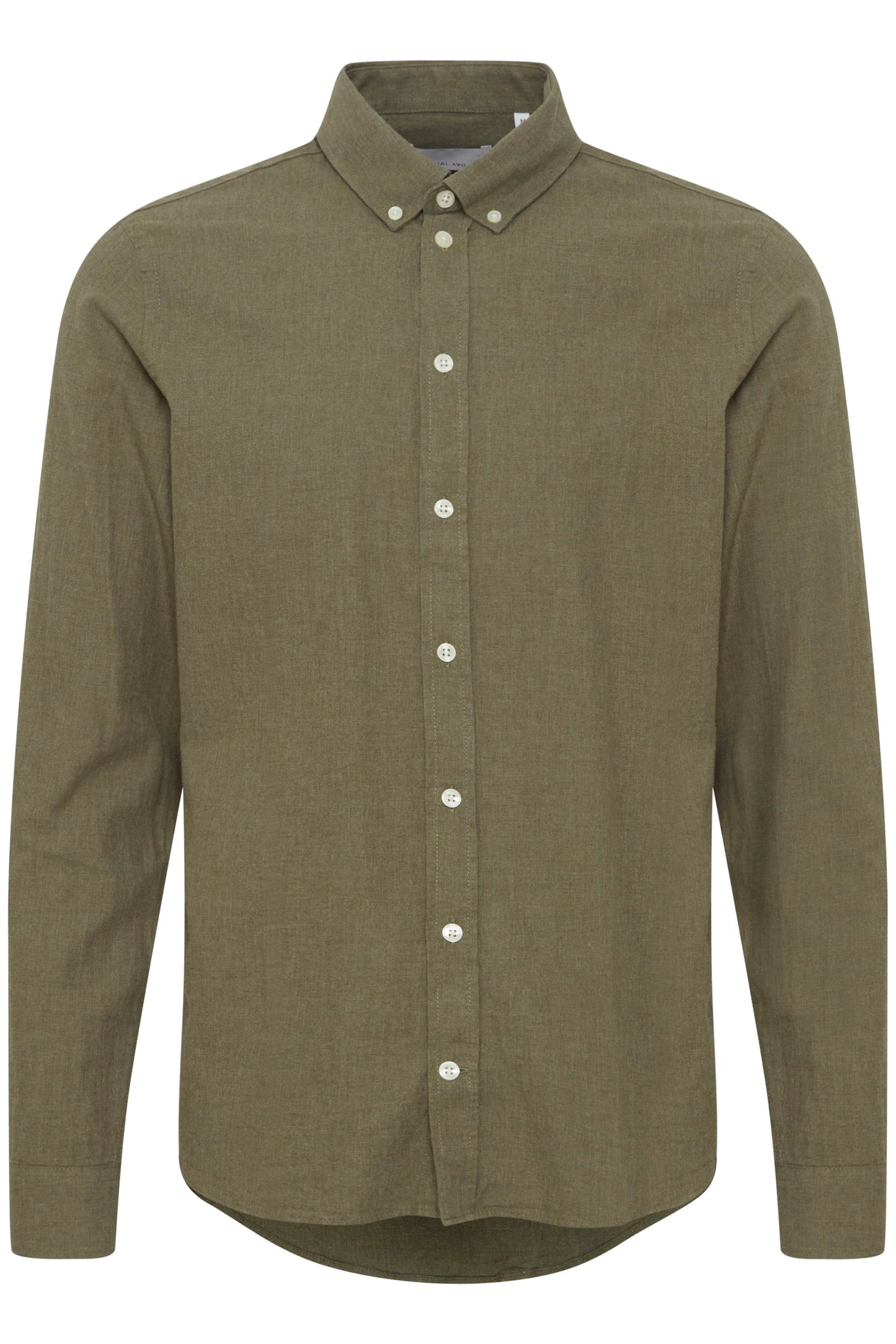 Pure-Cotton Long Sleeve Shirt - Green Melange
