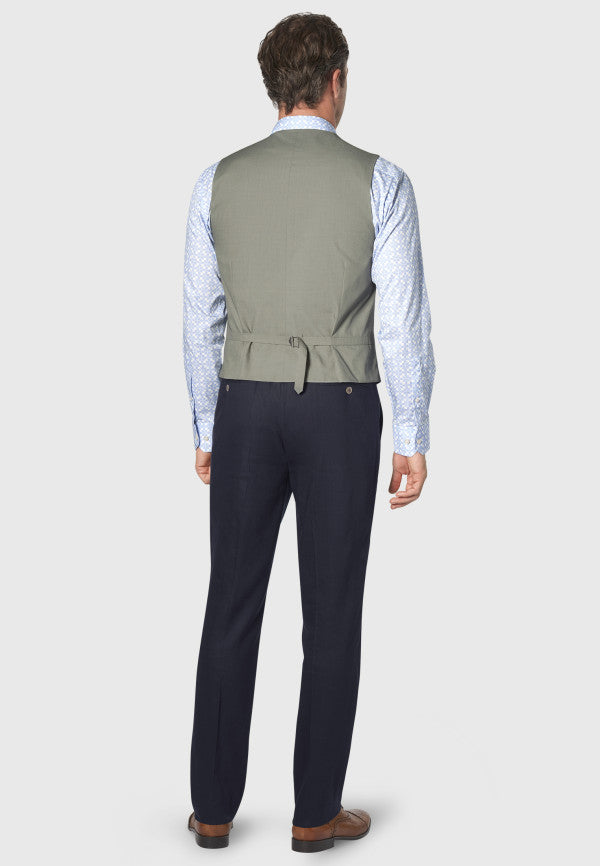 Gower Navy Linen Mix Three Piece Suit - Waistcoat