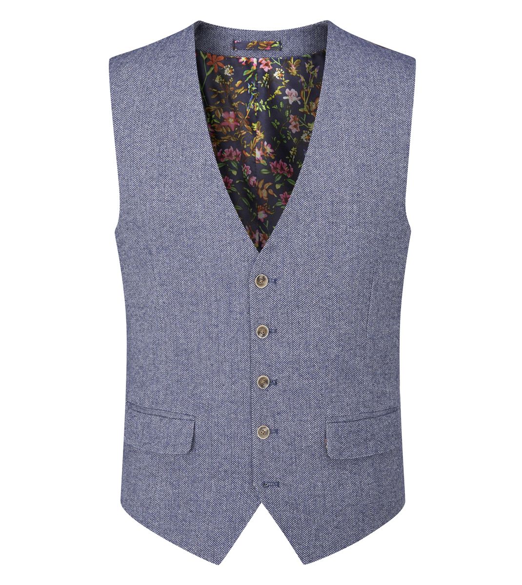 Jude Tweed Suit Waistcoat - Blue
