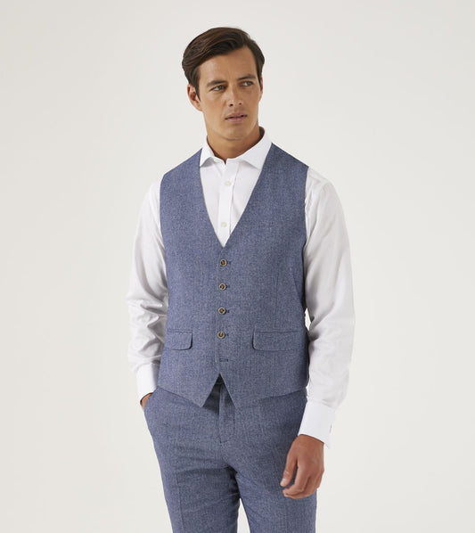 Jude Tweed Suit Waistcoat - Blue