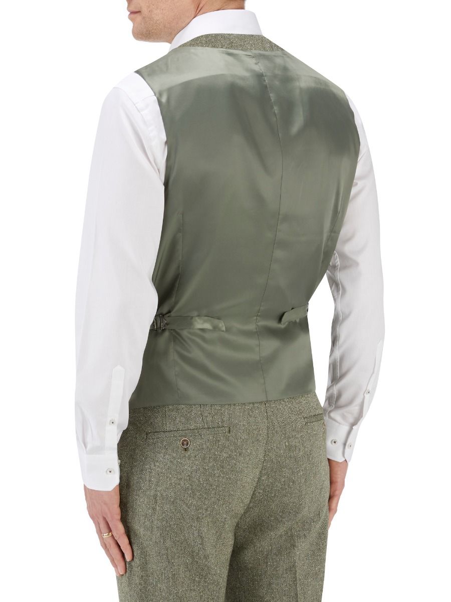 Jude Tweed Suit Waistcoat - Sage Green