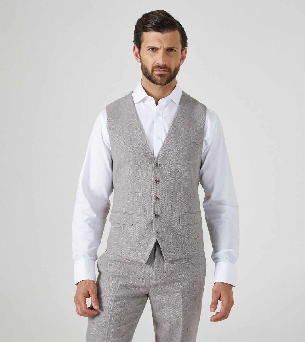 Jude Tweed Suit Waistcoat - Stone