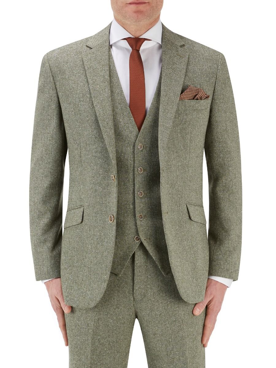 Jude Tweed Suit Jacket - Sage Green