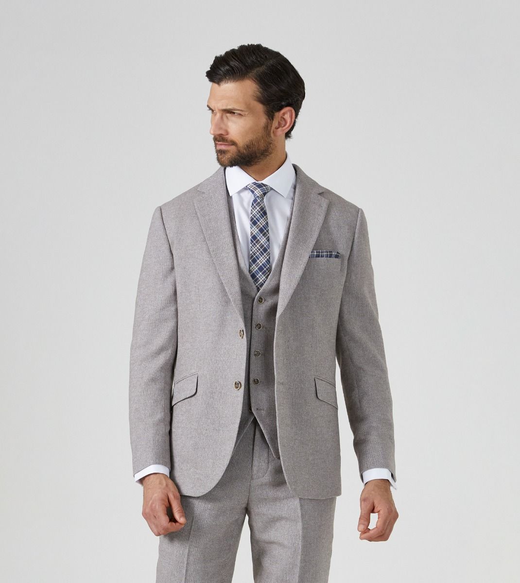 Jude Tweed Suit Waistcoat - Stone