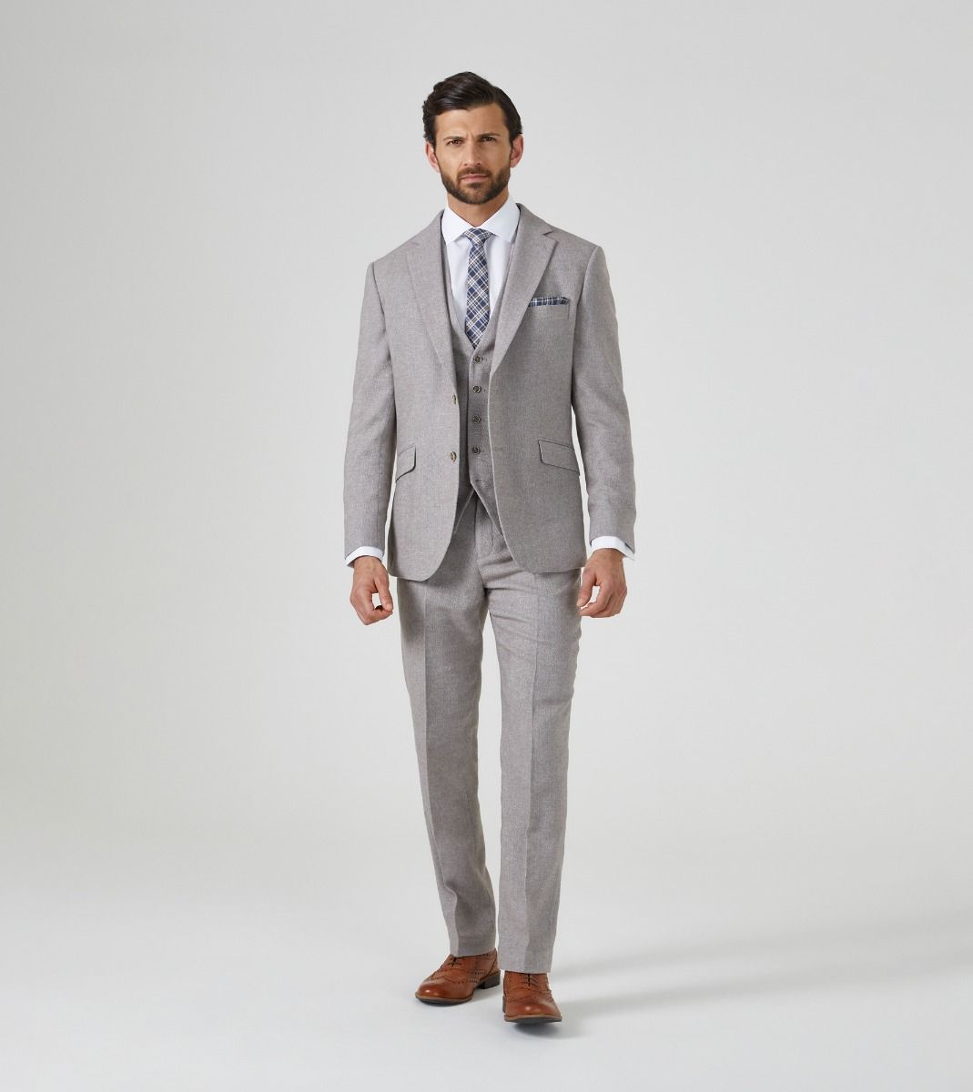 Jude Tweed Suit Jacket - Stone