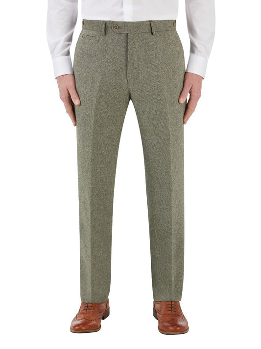 Jude Tweed Suit Trousers - Sage Green